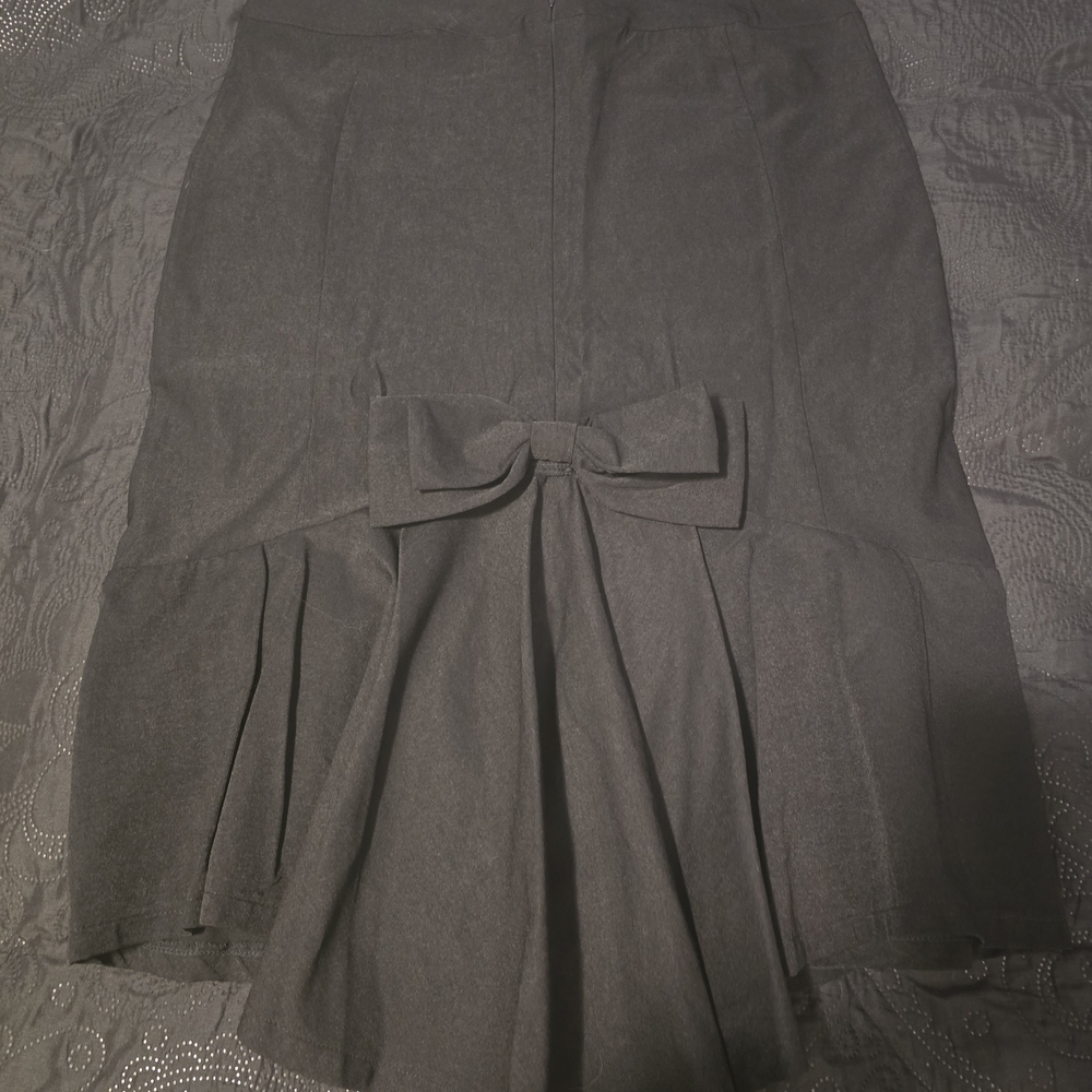 Killstar Charcoal Pencil Skirt with Bow Accent